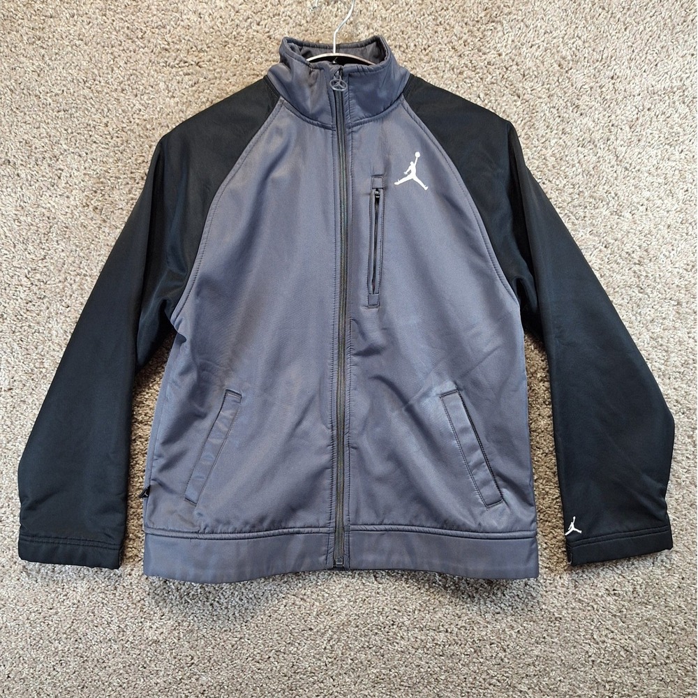 Jordan Jacket Boys M 10-12 Grey Black Jumpman Full Zip Track Mock Neck Youth‎